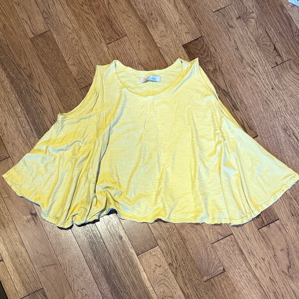 Free People Yellow Flowy Tank Top